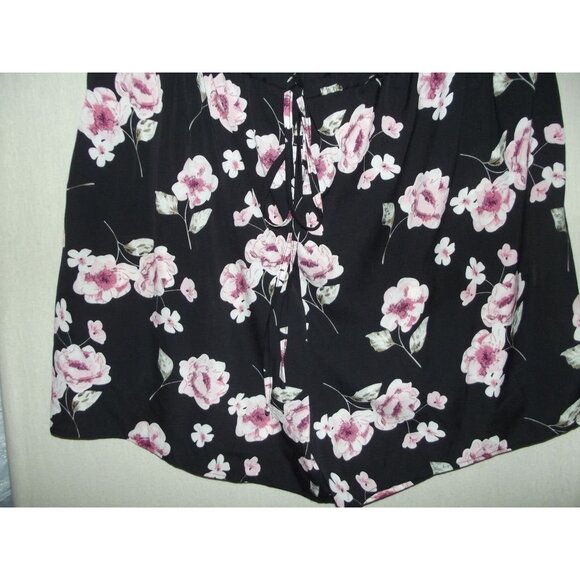 Rose Gal Romper Womens 4XL Floral Off-Shoulder Black Pink Ruffle Short Sleeve - Picture 7 of 9